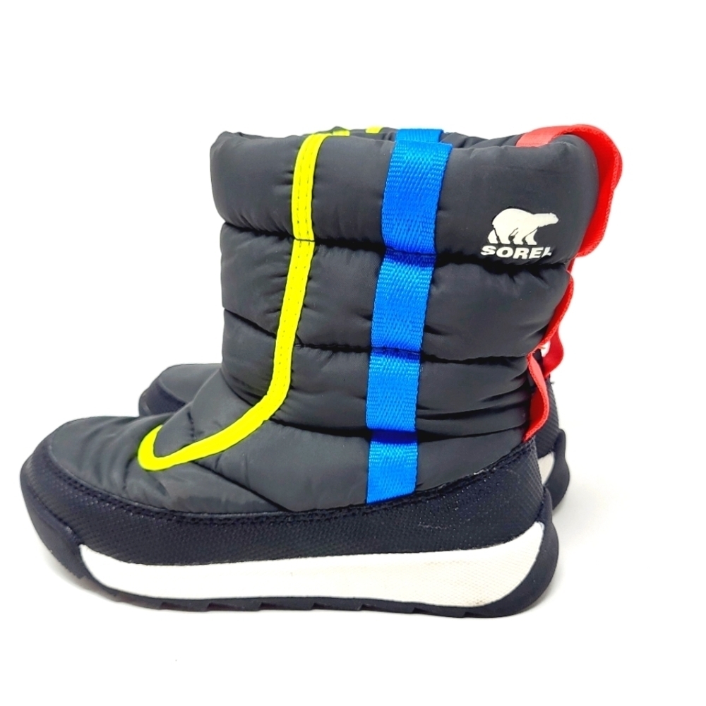 Sorel Children's Whitney II Puffy Mid Boot Winter Snow Black Yellow Kids Size 12